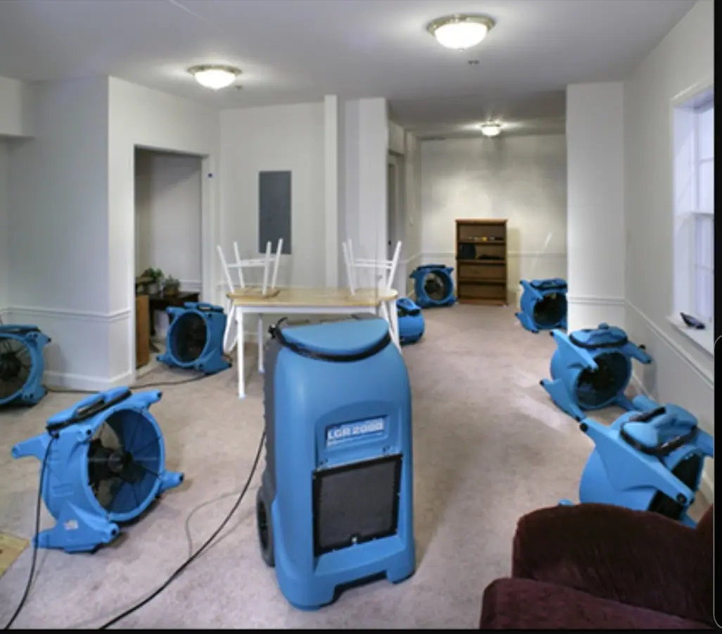 Air movers and dehumidifier setup for Water Damage Restoration in Fort Hood